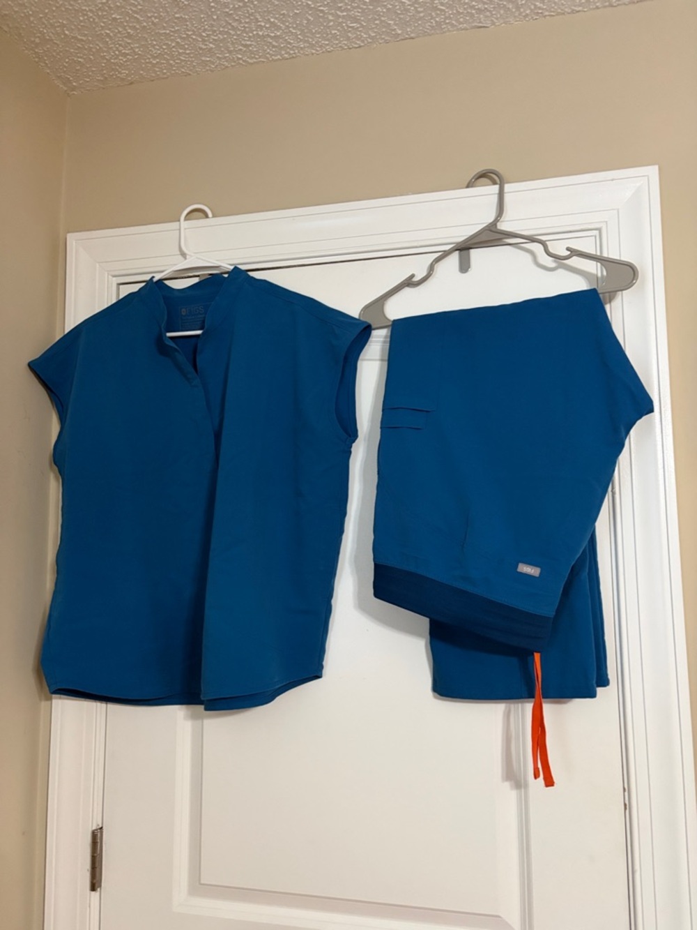 Figs Caribbean Teal Blue Medical Scrub Top and Pants Set